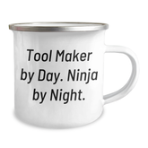 Tool Maker Gifts from Friends, Unique Graduation Presents for Tool Maker, Camping Mug, 'Tool Maker By Day. Ninja By Night.' Funny Quote - Image 2